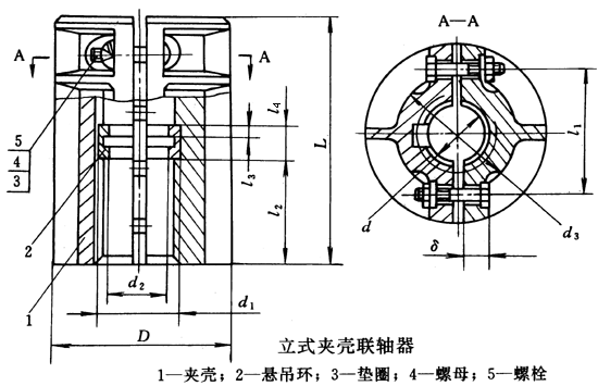 立式夾殼聯(lián)軸器基本參數(shù)及主要尺寸