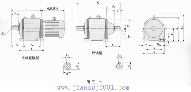 TA-L、TA-S型齒輪減速器外形及安裝尺寸