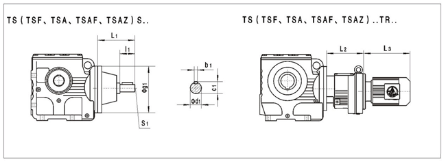 TS..S38……系列蝸輪蝸桿減速機(jī)外形安裝尺寸