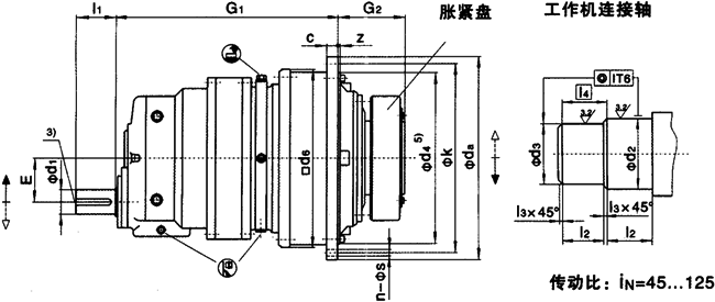 行星齒輪減速器,JP系列行星齒輪減速器安裝尺寸
